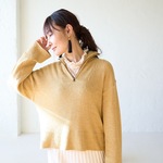 ﾓﾘﾉｶﾞｯｺｳ 着こなし楽しい ハーフジップニット (ミックスマスタード) ウール混ニット
