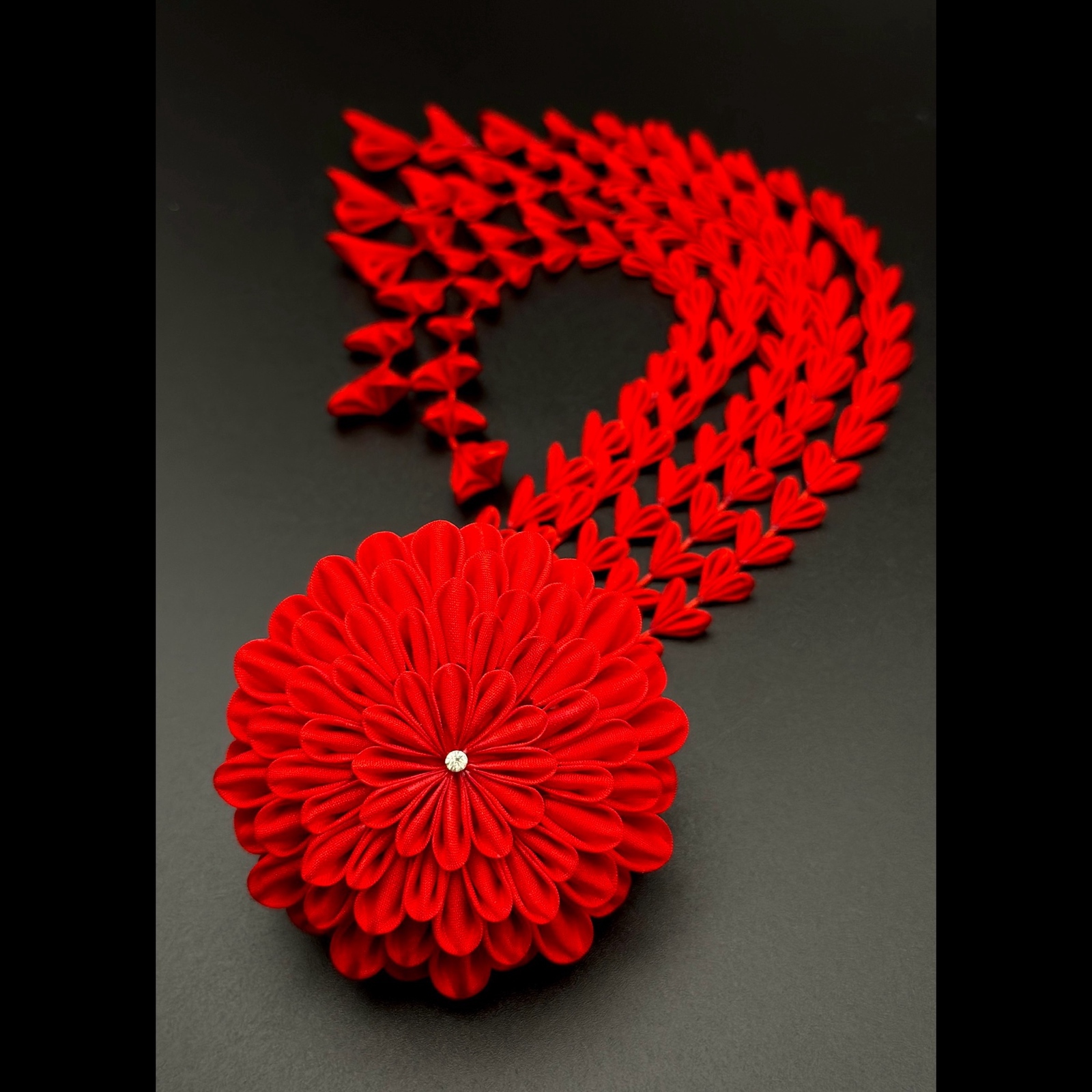龍鱗簪　※下がり有　（りゅうりんかんざし）　/つまみ細工　髪飾り　日本　和装　着物　結婚式　成人式　伝統工芸　舞妓　パーティ　華やか　お祝い　和風