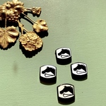 【1コずつ販売】vintage cabochon west germany horse 13✖️11㍉　black/white