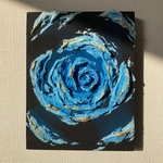 ★「ブルーローズ」 F0（180×140mm）抽象画 絵画 壁面装飾 壁飾り モダンアートインテリア 青薔薇