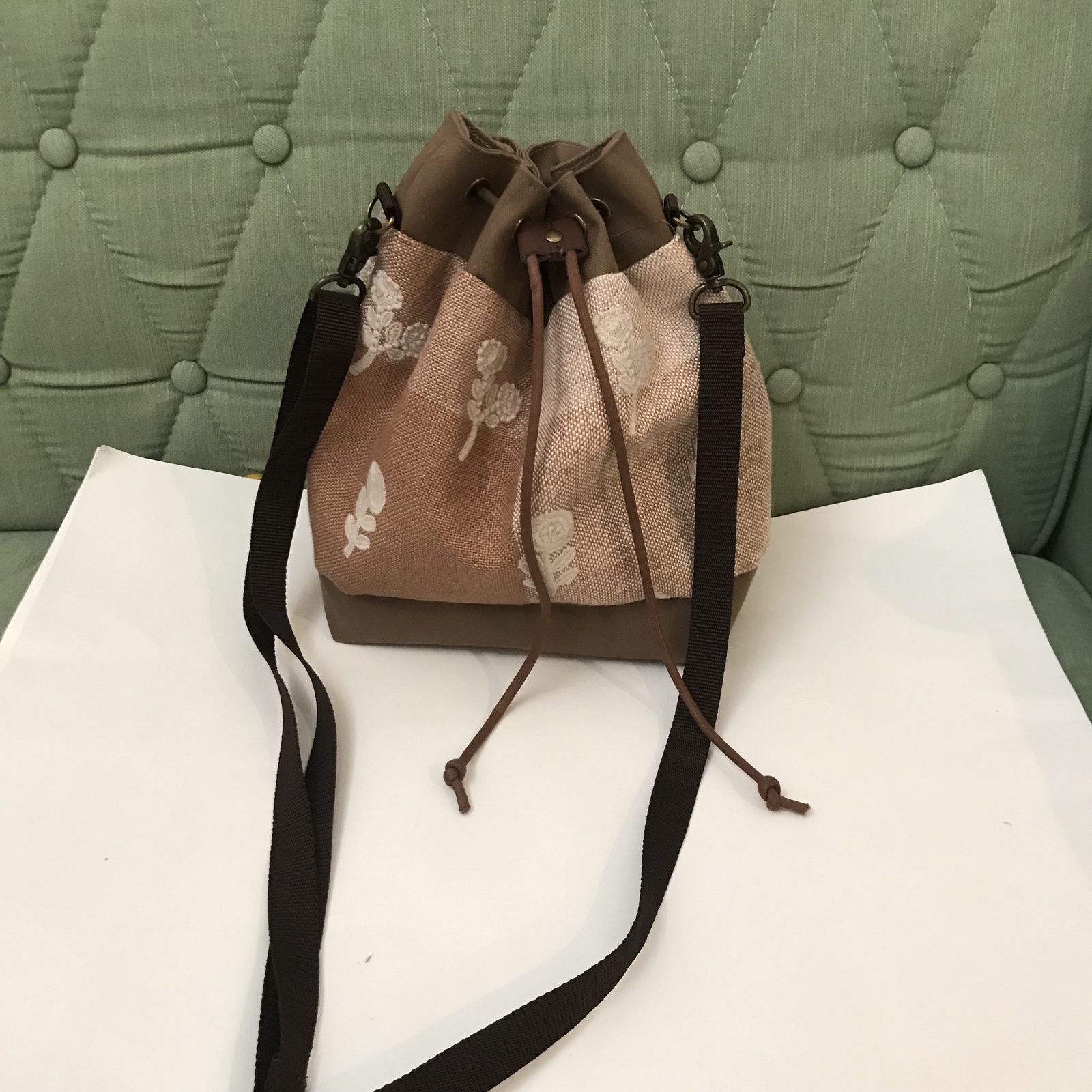 ミナペルホネン ハンドメイド BOXタイプボディバッグ rosyグレー