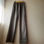 トップウールフラノのストレートパンツ　グレー