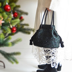 TOURNIER ファンシーツイード　マリンバッグ　クリスマススペシャルエディションブラック×ラメグリーン　ギフト・ご褒美にも◎