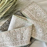 30cm/50cm  インド刺繍リボン  シルク  花柄  くすみグリーン  #ws11