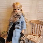 <水色>　22センチドール用　ダッフルコート