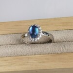 天然石「海の妖精」7Aアクアマリン☆S925シルバー　クラックリング