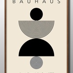 14346■アート　ポスター　絵画　A3『ブラック&クリーム　バウハウス　BAUHAUS』イラスト　インテリア　北欧
