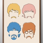14345■アート　ポスター　絵画　A3『ビートルズ　Beatles』イラスト　インテリア　北欧