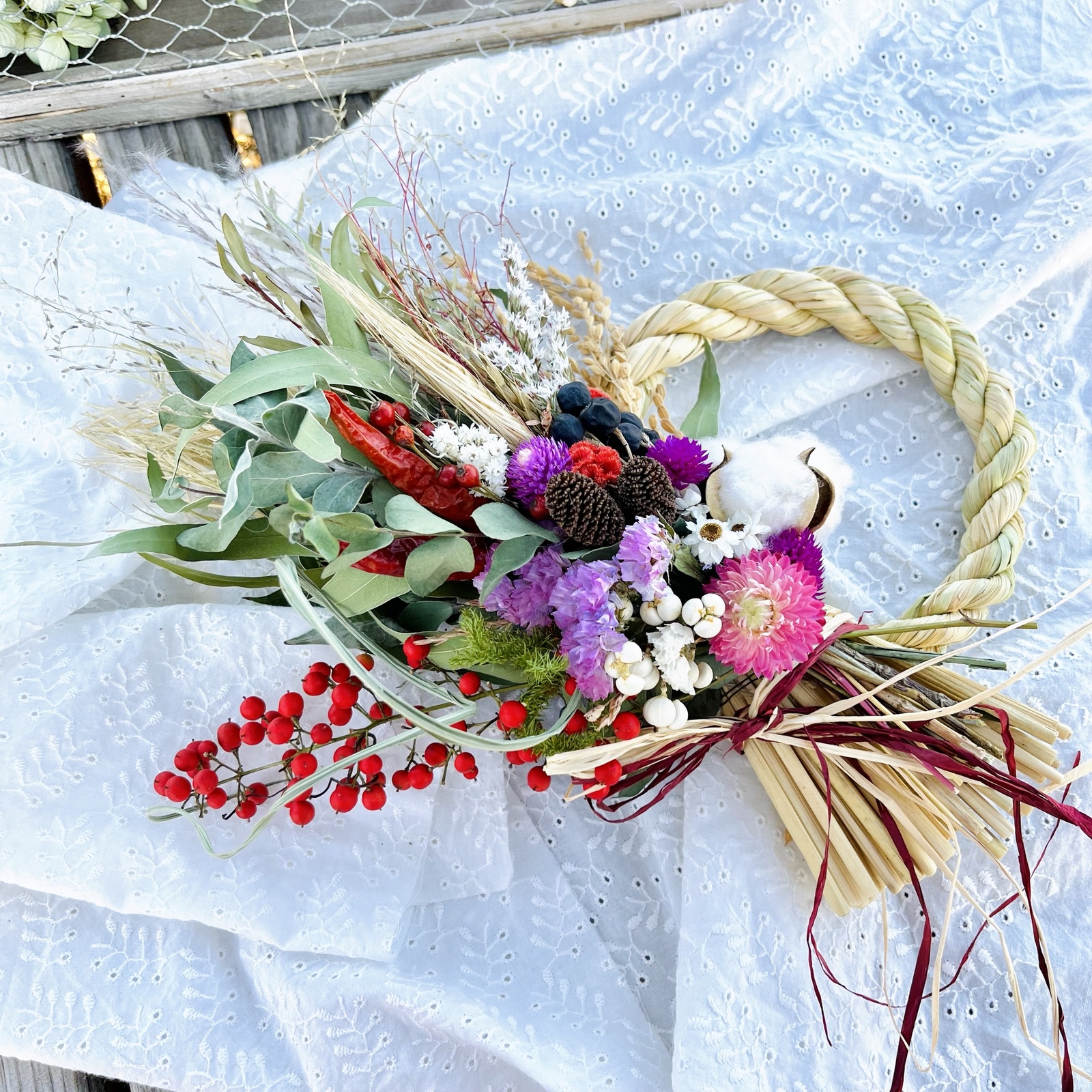 スワッグになるしめ縄 向き4種類 しめ縄 しめ縄リース しめ縄スワッグ