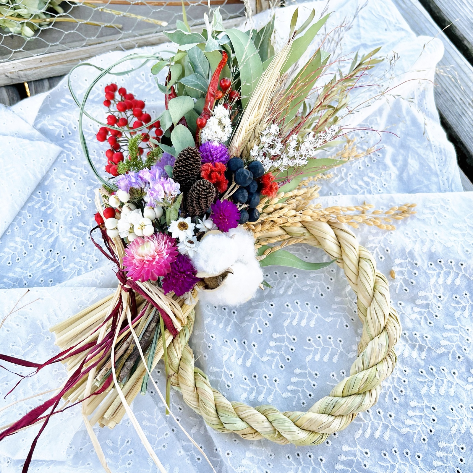 スワッグになるしめ縄 向き4種類 しめ縄 しめ縄リース しめ縄スワッグ