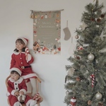 〖 残り2点 〗北欧 絵本のような クリスマス タペストリー christmas tapestry 45 × 70cm くすみカラー 北欧 コットン＆リネン