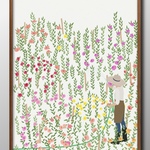 14295■アート　ポスター　絵画　A3『ガーデニング　花　フラワー』イラスト　インテリア　北欧