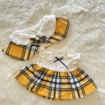 リーナベルちゃん　ステラルーちゃんのお洋服☆ 黄色チェックのポンチョ＆ワンピース　　