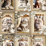 オリジナル 生地 ブロックデザイン ハンドメイド素材 クラフト アップリケ   猫