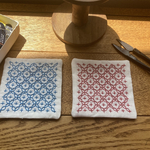 2個セット　◯ 刺し子　コースター　 十字花刺し ◯ リネン　