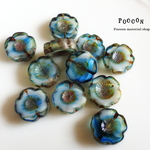 white&blue *picaso* テーブルカット チェコビーズ 5個