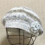 ⛄️セール🌟自然派手紡ぎウールヤーンで編んだナチュラル♪ベレー帽/野呂英作あづみ col.46 /コサージュ付きが選べます♪/再販
