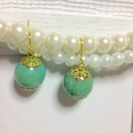 ターコイズ色ビーズピアス・イヤリング💝