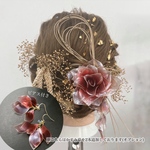 【お得な2点set】薔薇 「愛情」ヘッドドレス ピアス/イヤリング 髪飾り 花嫁ヘア 入学式 卒業式 結婚式 ブライダル ウェディング 成人式 着物 袴 浴衣 お呼ばれ パーティ 簪 推し活 ピン