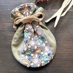 まんまる巾着【インド刺繍リボン】