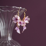 180日納期【桜ピアス･イヤリング】*夜桜の耳飾り ディップアート*