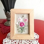 インテリア　ミニ刺繡フレーム　秋　コスモス