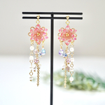 【再販】シャラララ蓮の花ピンク(ピアス,イヤリング)(ディップアート)