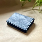 sale／25%off☆  ストレートウォレットVer.2/ネイビー(ホワイトワックス)【イタリアンレザー】レディース/メンズ　送料無料