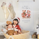 《 予約 》11月中旬発送 Xmas サンタ テディベア クリスマス  タペストリー　2023 新作 45 × 90cm サンタ オーナメント ツリー