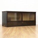 【2/11まで10%OFF】モールガラス 引戸ローボード 引戸物入 黒檀 大正・昭和 シンプル ナチュラル 和骨董 和室 アンティーク