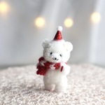 ハッピーホリデー しろクマさん ミニチュア テディベア クリスマス