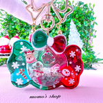 クリスマスキャンディーシェイカーキーホルダー クリアグリーンレッド