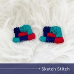 blue×red刺繍ピアス