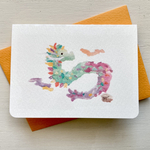 🐉透明水彩画　ちぎり絵「昇り龍」2枚セット　イラストミニカード　縁起物　バースデーカード　サンキューカード　メッセージカード ドラゴン　竜　お正月　辰年　龍　年賀状　お年賀🐉
