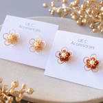  和装にも◎梅の花モチーフ ピアス 金属アレルギー対応 ピアス イヤリング 樹脂ピアス チタンピアス サージカルステンレス ゴールド 花 フラワー 春 和装 成人式 入学式 正月 新年 ピアス