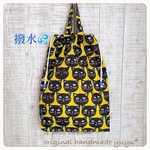 new✨　ナイロン巾着【くろねこ・あお耳(=^ェ^=)】持ち手付◎お着替え◎体操服◎プールバック◎撥水◎マチ付◎巾着袋◎