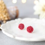 【12/25まで】Christmas Gift Red×Gold ビーズ ミニ 小ぶり イヤリング/ピアス
