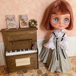 ミニチュア ドールハウス 背景ボード 壁 床 ブライス リカちゃん １／６ 家具 オビツ 棚 机 ドール ドール家具 カスタムブライス ハンドメイド シャビーシック 小物 本棚 豆本 ピアノ