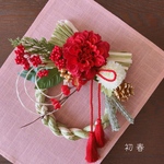 しめ縄リース＊ダリアと紅梅