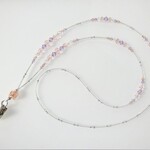 ＜M様オーダー品＞きらきらビーズのネックストラップ　グレープピンク＜送料込み＞
