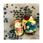 垂れ耳ちびウサちゃんとクリスマスツリー羊毛ブローチセット⑦