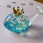 ぴーちゃん工房　クジラのキーホルダー　エメラルドグリーン