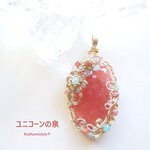 インカローズペンダント（ワイヤージュエリー☆ワイヤーアクセサリー☆ワイヤーラッピング天然石ネックレス☆KuthumistyleⓇ☆クツミスタイル）