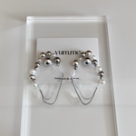 【crown】/クリア  ボールチェーン パール シルバーボール ピアス