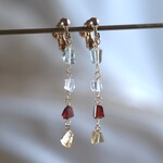 Fjársjóðir náttúrunnar earring：天然石ピアス・イヤリング 　ガーネット×シトリン×トパーズ
