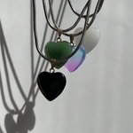 【専用】heart glass charm necklace ❁⃘Black❁⃘ チャームのみ