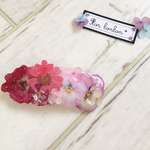 ピンク赤のグラデーション押し花バレッタ