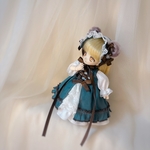 (アンティークグリーン)Xmasbear color、くま耳ヘッドドレス【オビツ11 / ob11 / あまむす / お洋服　/ ドール服/ ハンドメイド/ 服/ オビツ11服】
