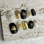 𝓝𝓸. 𝟖  振袖ネイル 袴ネイル 成人式ネイル ぷっくりフラワー 和柄ネイル