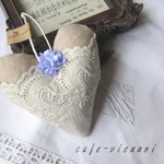 フランス製アンティーク手刺繍レース+リネン*ラベンダーサシェ